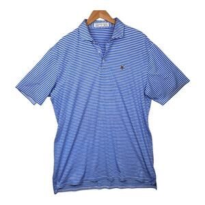 Holderness & Bourne Blue Striped Short Sleeve Polo Shirt Men's size XL